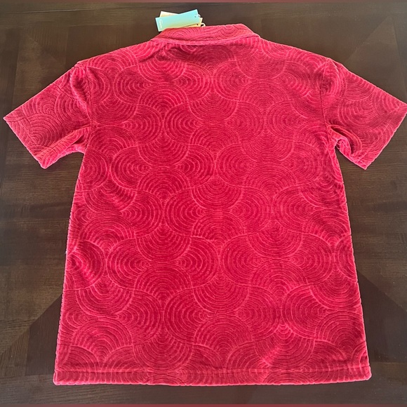 SHORE Women's Red Terry Cloth Wave Textured Button Down Shirt Coverup NWT S - Picture 5 of 10